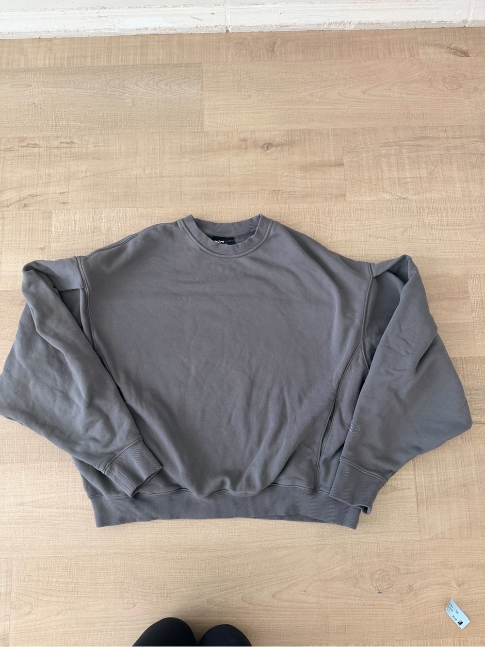 Popflex Cloud 9 Crewneck Sweatshirt Charcoal Gray Oversized Pockets L/XL